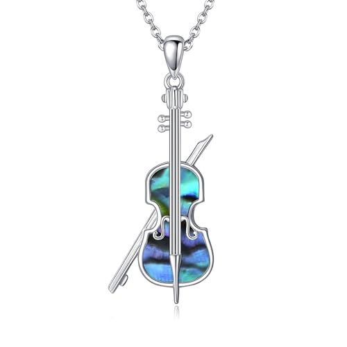 YAFEINI Cello Halskette Sterling Silber Cello und Cello Bogen Anhänger Halskette Musik Geschenke für Frauen Cellist von YAFEINI