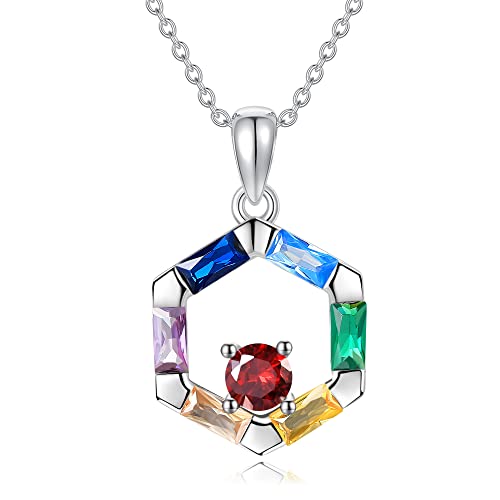 YAFEINI Chakra Halskette 925 Sterling Silber Chakra Yoga Halskette Anhänger Chakra Geschenke für Frauen Frau Freundin von YAFEINI