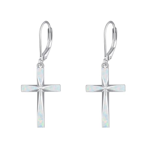 YAFEINI Kreuz Ohrringe Sterling Silber Opal Baumelnde Tropfen Ohrringe Kreuz Schmuck Geschenke für Frauen und Männer YAFEINI Kreuz Ohrringe Sterling Silber Opal Baumelnde Tropfen Ohrringe Kreuz Schmuck Geschenke für Frauen und Männer von YAFEINI