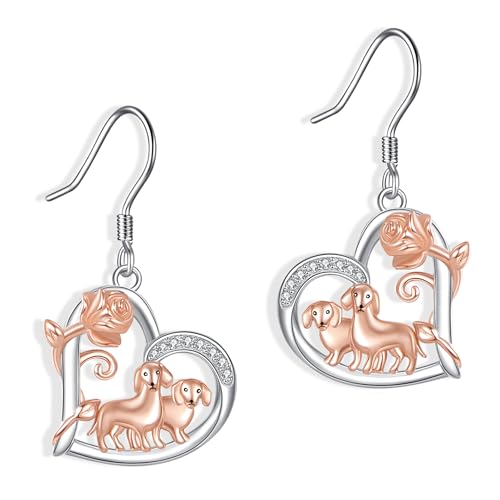 YAFEINI Dachshund Ohrringe 925 Sterling Silber Dachshund Ohrring Hund Schmuck Geschenke für Frauen von YAFEINI