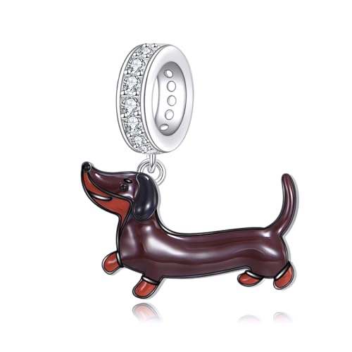 YAFEINI Dackel Charms aus 925er Sterlingsilber Hunde Charms für Armbänder Hunde Schmuck Dackel Geschenke für Frauen von YAFEINI