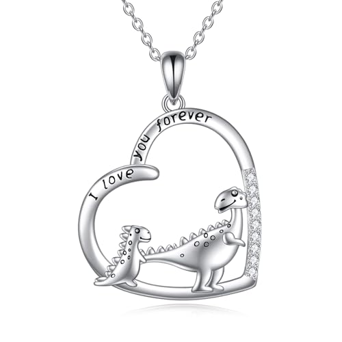 YAFEINI Dinosaurier Halskette für Damen 925 Sterling Silber Dinosaurier Anhänger Kette Dinosaurier Schmuck Geschenke für Mädchen Mutter und Tochter (Dinosaurier Kette) von YAFEINI