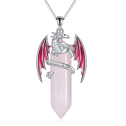 YAFEINI Drachen Halskette Geschenke für Damen Mädchen Sterling Silber Opal Drachen Anhänger Halskette Schmuck Weihnachten Geburtstag Geschenke (Drachenkette - Juni Geburtsstein) von YAFEINI