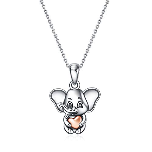 YAFEINI Elefant Halskette Sterling Silber Elefant Herz Anhänger Halskette für Frauen Schmuck Geschenke von YAFEINI