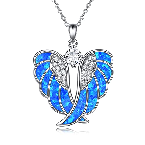YAFEINI Engelsflügel Halskette 925 Sterling Silber Blauer Opal Schutzengel Anhänger Halskette Flügel Schmuck für Frauen Mädchen Geschenke YAFEINI Engelsflügel Halskette 925 Sterling Silber Blauer Opal Schutzengel Anhänger Halskette Flügel Schmuck für Frauen Mädchen Geschenke von YAFEINI