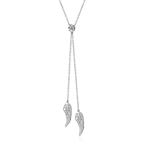 YAFEINI Engelsflügel Y Kette Damen 925 Sterling Silber Schutzengel Flügel Anhänger Halskette Engelsflügel Schmuck Geschenk (Silberfarben) von YAFEINI