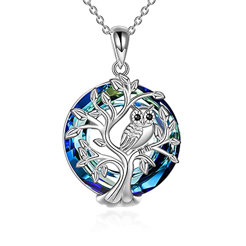 YAFEINI Eule Halskette für Damen 925 Sterling Silber Baum des Lebens Eule Anhänger Halsketten Schmuck Geschenke für Mama Frauen Mädchen Eulenliebhaber von YAFEINI