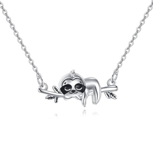 YAFEINI Faultier Kette 925 Sterling Silber Faultier Anhänger Halskette Schmuck Geburtstag Geschenk für Frauen Mädchen Tochter von YAFEINI