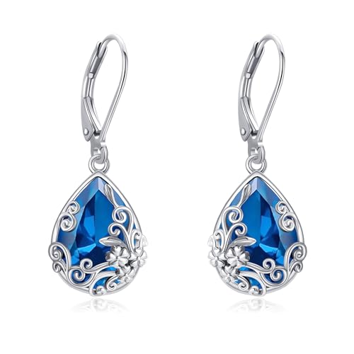 YAFEINI Filigrane Geburtsstein Ohrringe Sterling Silber Dezember Geburtsstein Ohrringe Kristall Schmuck Geburtstags Geschenke für Sie von YAFEINI