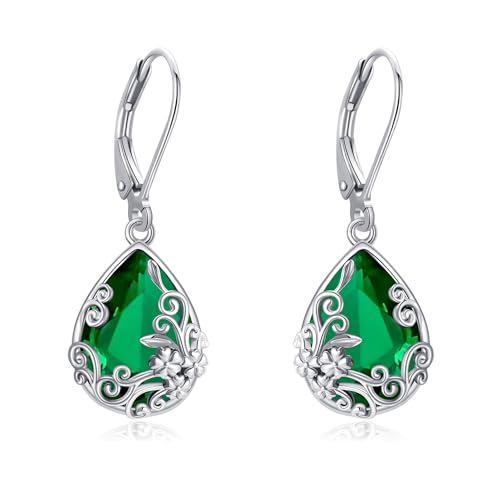 YAFEINI Filigrane Geburtsstein Ohrringe Sterling Silber Mai Geburtsstein Ohrringe Kristall Schmuck Geburtstags Geschenke für Sie von YAFEINI