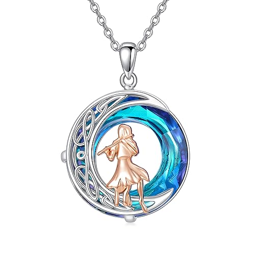 YAFEINI Flöten Halskette aus Sterlingsilber Flöten Schmuck Musik Geschenke für Damen die Flöte Lieben von YAFEINI