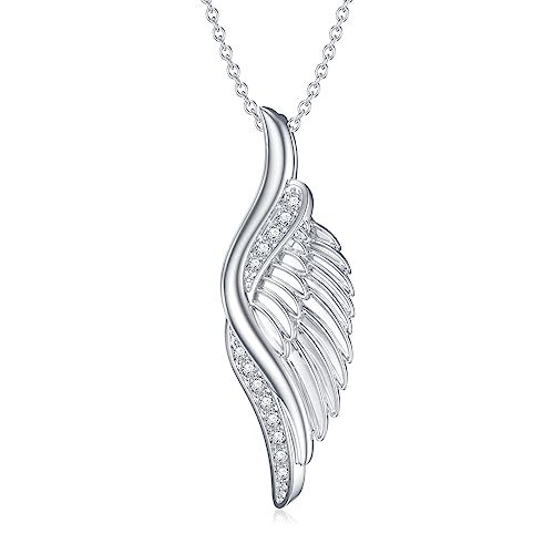 YAFEINI Flügel Kette für Damen 925 Sterling Silber Engelsflügel Anhänger Engel Halskette Engelsflügel Schmuck Geschenk für Mädchen (Flügel Halskette) von YAFEINI