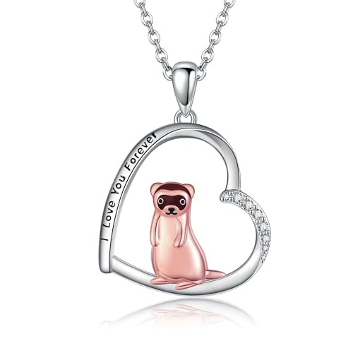 YAFEINI Frettchen Geschenk Silber 925 Frettchen Kette Schmuck Geschenke Damen von YAFEINI