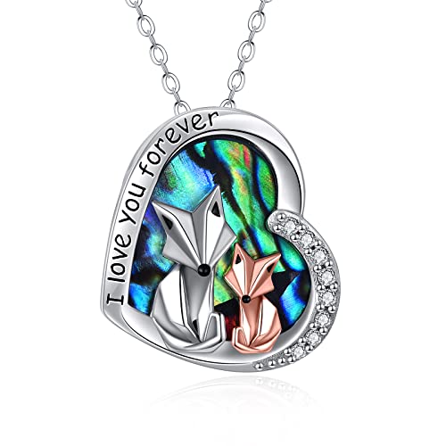 YAFEINI Fuchs Halskette 925 Sterling Silber Origami Fuchs Anhänger Halskette mit Abalone Muschel Muttertagsgeschenk für Frauen Frau Mutter von YAFEINI