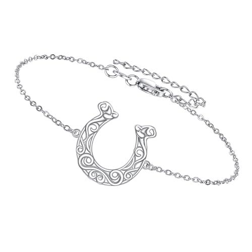 YAFEINI Horseshoe Armband 925 Sterling Silber Glückliche Horseshoe Armband Westliche Schmuck Geschenk für Frauen von YAFEINI