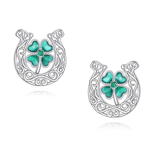 YAFEINI Horseshoe Stud Ohrringe 925 Sterling Silber Clover Horseshoe Ohrring Horseshoe Schmuck Geschenke für Frauen von YAFEINI
