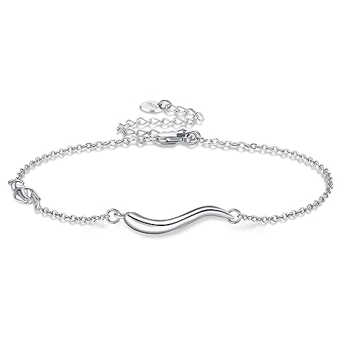 YAFEINI Italienische Horn Hand Fußkettchen Sterling Silber Cornicello und Mano Cornuto Knöchel Armband Italienische Glück Schutz Amulett Schmuck für Frauen Mädchen von YAFEINI