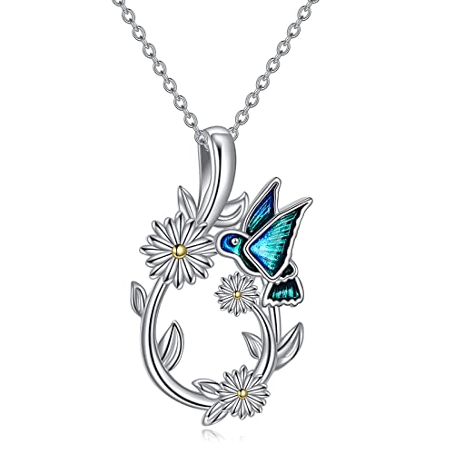 YAFEINI Kolibri Halskette Sterling Silber Gänseblümchen Halskette für Mädchen Kolibri Schmuck Geschenk von YAFEINI