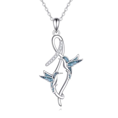 YAFEINI Kolibri Kette Sterling Silber Türkis Farbener Kolibri Schmuck Geschenke für Damen und Herren von YAFEINI
