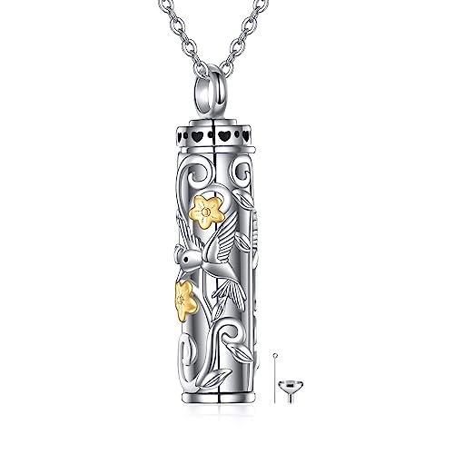 YAFEINI Kolibris Urnen-Halskette Sterling Silber Bar Kolibris Einäscherungsschmuck Für Asche Gedenkschmuck Für Frauen Männer von YAFEINI
