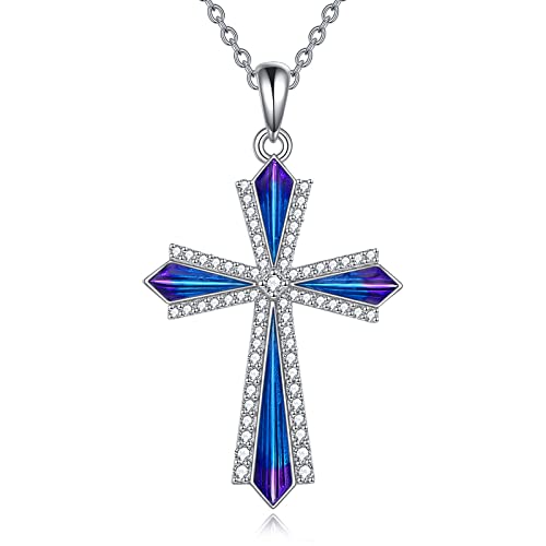 YAFEINI Kreuz Kette für Damen 925 Sterling Silber Kreuz Anhänger Halskette Zirkonia CZ Kruzifix Schmuck Geschenk für Damen Mädchen (01-Kreuz) von YAFEINI