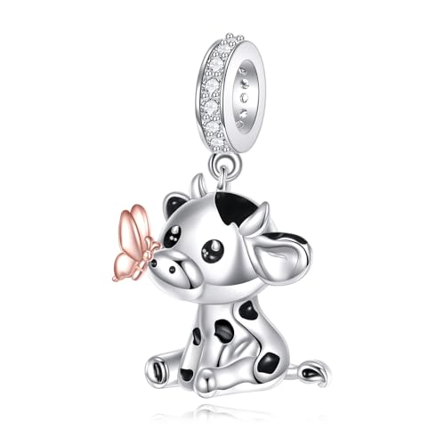 YAFEINI Kuh Charm 925 Sterling Silber Kuh Anhänger Tier Schmuck Geburtstags Geschenk für Frauen Mütter Damen von YAFEINI