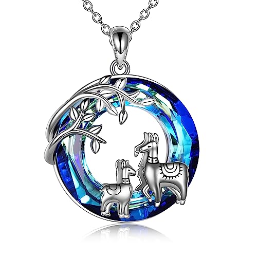 YAFEINI Lama Geschenke 925 Sterling Silber Lama Halskette Kristall Alpaka Anhänger Schmuck Für Frauen Mädchen Geschenke von YAFEINI