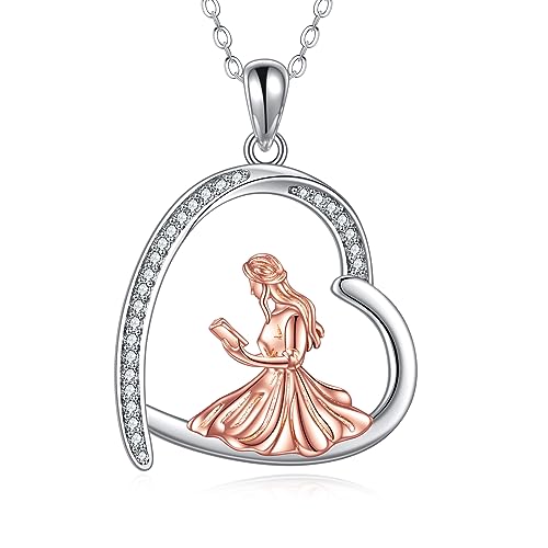 Lese Halskette aus Sterling Silber Schmuck für Lesebuchliebhaber Bibliothekar Geschenke für Damen von YAFEINI