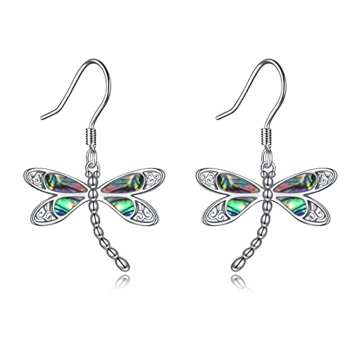 YAFEINI Libelle Ohrringe Sterling Silber Abalone Muschel Libelle Baumeln Ohrringe Libelle Schmuck Geschenke für Frauen Mädchen von YAFEINI