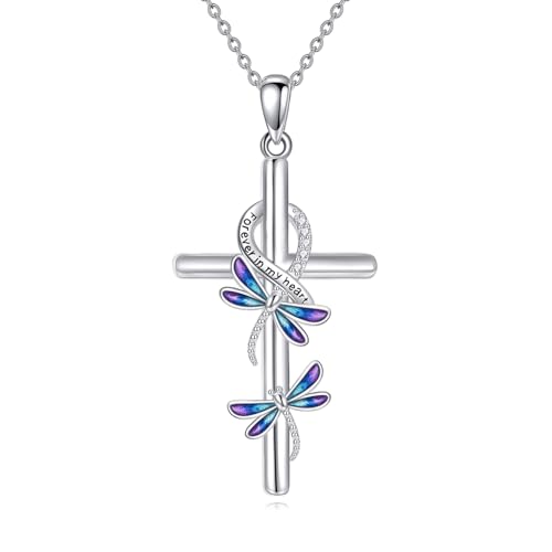 YAFEINI Libellen Kreuz Kette Sterling Silber Unendlichkeits Kreuz Libellen Schmuck Geschenke Für Frauen von YAFEINI