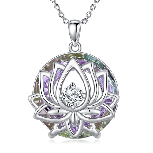 YAFEINI Lotus Halskette aus 925er Sterlingsilber Lotus Schmuck Geschenke für Lotus Liebhaber von YAFEINI