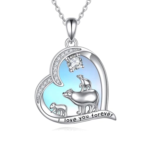 YAFEINI Mama Bär Halskette S925 Sterling Silber Mondstein Mama Halskette Geschenke Für Frauen Mama von YAFEINI