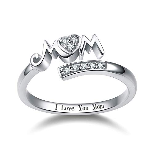 YAFEINI Mama-Ringe, 925er-Sterlingsilber, Mutter-Ringe, Mutter-Ring, Damen-Schmuck für Mama, Weihnachtsschmuck, Geschenke (8) von YAFEINI