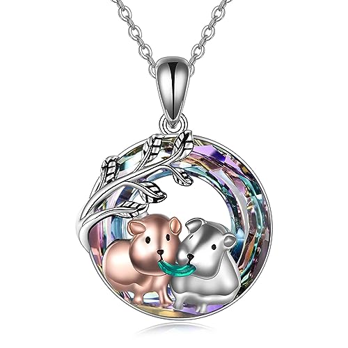 YAFEINI Meerschweinchen Halskette für Damen Sterlingsilber mit Kristall Meerschweinchen Schmuck Geschenke für Damen von YAFEINI