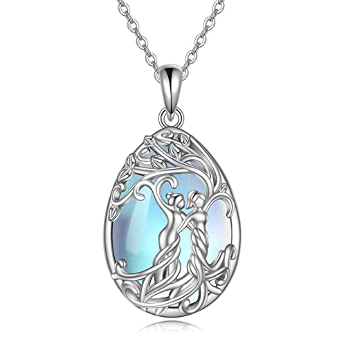 YAFEINI Mondstein Schwester Kette Sterling Silber Baum des Lebens Schwester Geschenke von Schwester Tropfen Anhänger Halskette Schmuck (Schwester Halskette) von YAFEINI