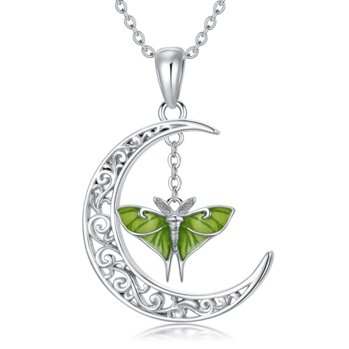 YAFEINI Motten Halskette für Damen Sterlingsilber Mondmotten Anhänger Halskette Mottenschmuck für Mädchen (Motten) von YAFEINI