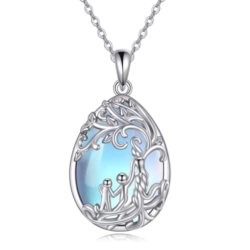 YAFEINI Mutter und Tochter Halskette 925 Sterling Silber Baum des Lebens Anhänger Mama Halskette Weihnachten Geburtstag Anhänger Muttertag Kette Schmuck Geschenke für Mutter Tochter Damen von YAFEINI