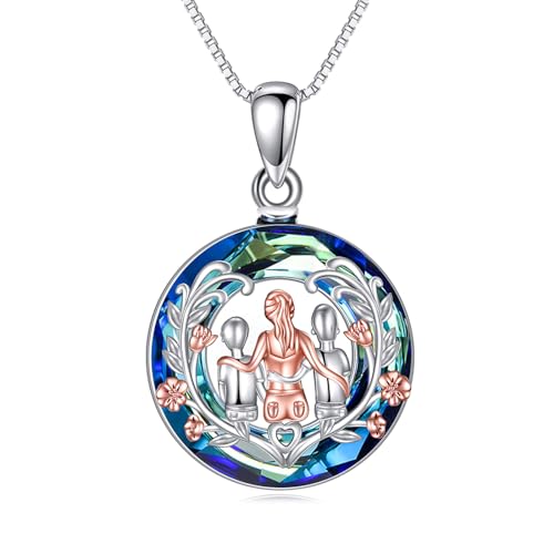 YAFEINI Mutter und Sohn Kette 925 Sterling Silber Mutter Halskette Weihnachten Geburtstag Anhänger Mutter Kette Schmuck Geschenke für Mutter Tochter von YAFEINI