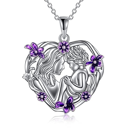 YAFEINI Mutter und Tochter Halskette 925 Sterling Silber Mutter Herz Halskette Weihnachten Geburtstag Anhänger Muttertag Kette Schmuck Geschenke für Mutter Tochter von YAFEINI