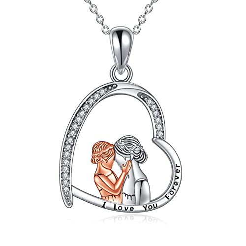 YAFEINI Mutter und Tochter Kette 925 Sterling Silber Mama Halskette Anhänger Schmuck Geschenke für Mama (Mutter und Tochter Halskette 8) von YAFEINI