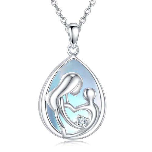 YAFEINI Halskette für Mutter und Tochter Sohn 925er Sterlingsilber Mutter Anhänger Schmuck Geschenke für Mutter Tochter Ehefrau Großmutter von YAFEINI
