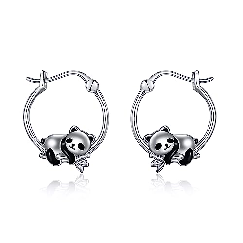 YAFEINI Panda Ohrringe Sterling Silber Panda Bambus Reifen Ohrringe Panda Schmuck für Frauen Mädchen Geschenke von YAFEINI