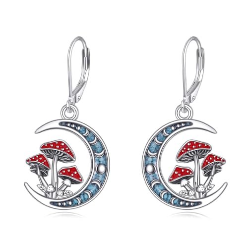 YAFEINI Pilz Ohrringe Sterling Silber Türkis Farbene Tropfen Ohrringe Pilz Schmuck Geschenke für Frauen von YAFEINI