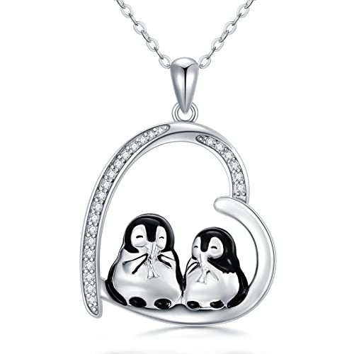 Pinguin Halskette 925 Sterling Silber Pinguin Schmuck Geschenke für Frauen von YAFEINI