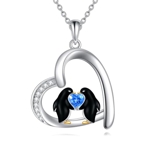 YAFEINI Pinguin Halsketten für Damen 925 Sterling Silber Niedliche Pinguin Anhänger Kette Pinguin Schmuck Geburtstags Geschenke für Mädchen Schwester (Pinguin Kette) von YAFEINI