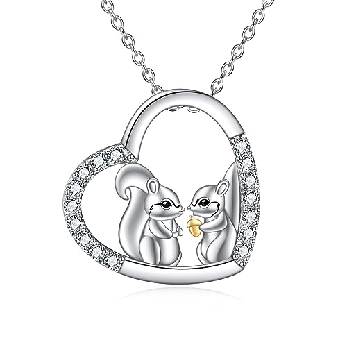 YAFEINI Eichhörnchen Kette für Damen Sterling Silber Eichhörnchen Anhänger Halskette Eichhörnchen Schmuck Geschenk für Frauen Mädchen Freund Tochter von YAFEINI