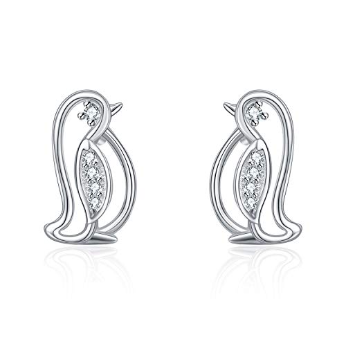 YAFEINI Pinguin Schmuckgeschenke Sterling Silber Pinguin Ohrstecker Pinguin Schmuck für Frauen, Mädchen Weihnachtsgeschenke von YAFEINI