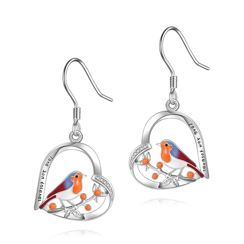 YAFEINI Robin Vogel Ohrringe 925 Sterling Silber Cute Robin Dangle Ohrring Robin Schmuck Geschenke für Frauen von YAFEINI