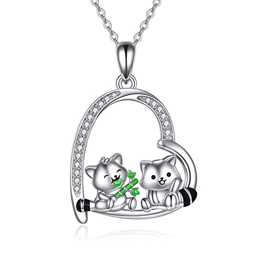 YAFEINI Roter Panda Halskette 925 Sterling Silber Roter Panda Schmuck Geschenke für Frauen Mädchen Panda Liebhaber von YAFEINI