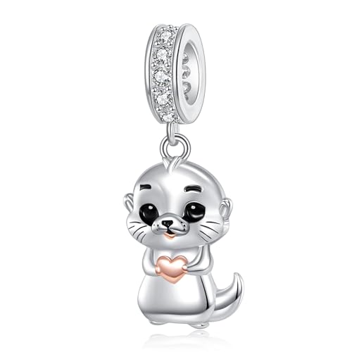 YAFEINI Sea Otter Charm 925 Sterling Silber Sea Otter Perle für Armband Tier Schmuck Geschenke für Frauen von YAFEINI